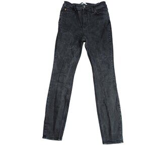 H&M Straight Leg Jeans Womens 8 Gray Charcoal Wash High Rise Stretch Denim
